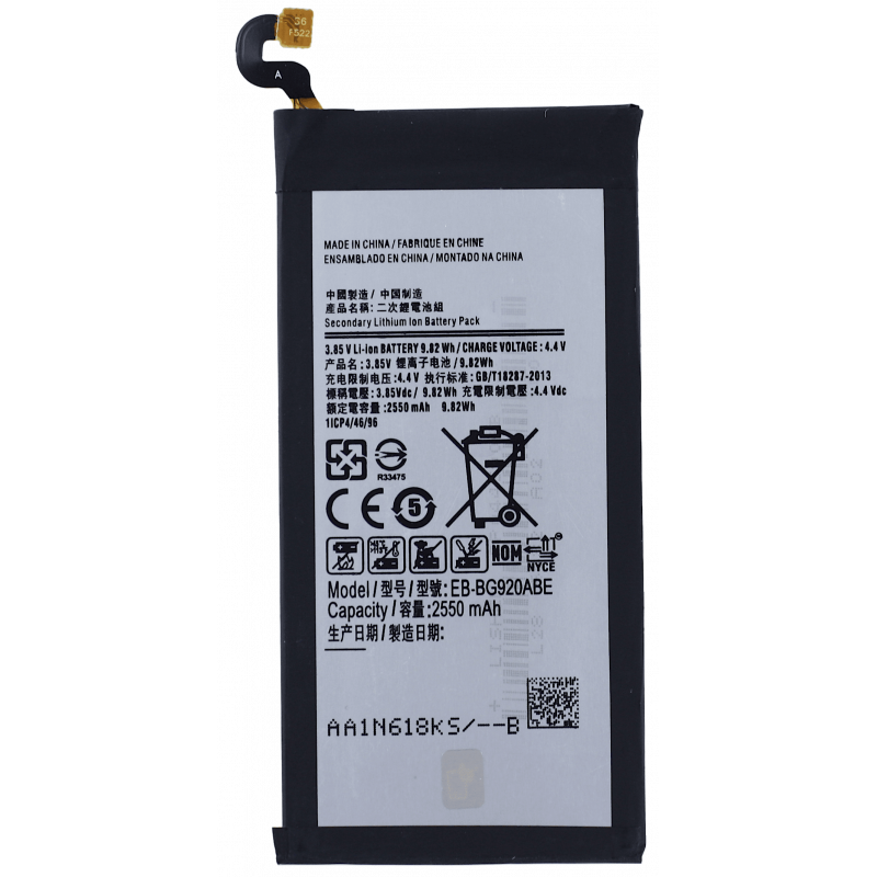 Przód Baterii Zamiennik Samsung Galaxy S6 G920 G920f Eb-bg920abe 2550 mAh Przód Baterii Zamiennik Samsung Galaxy S6 G920 G920f Eb-bg920abe 2550 mAh