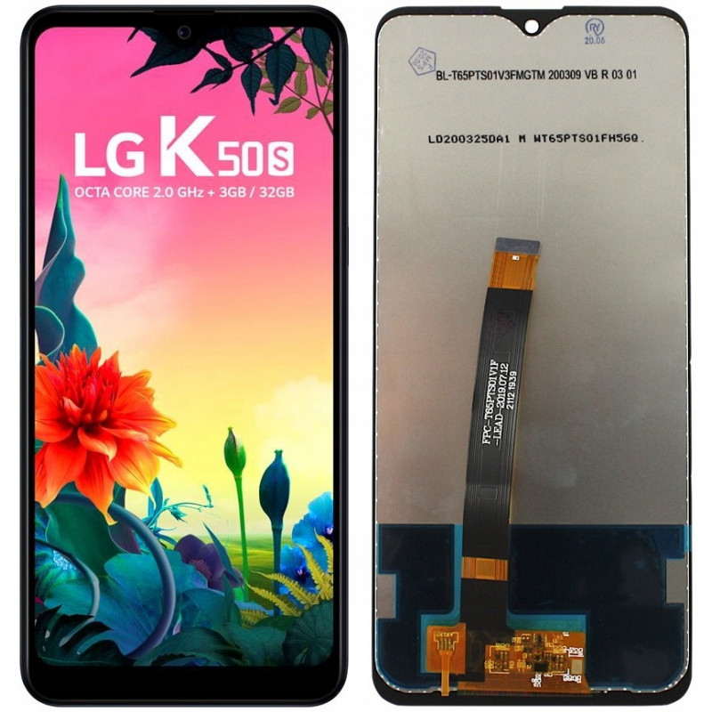 Przód i tył Wyświetlacza Zamiennik LG K50s Bez ramki Czarny