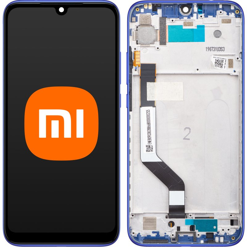 Przód i tył Wyświetlacza Oryginalny Service Pack Xiaomi Note 7 Z ramką Niebieski