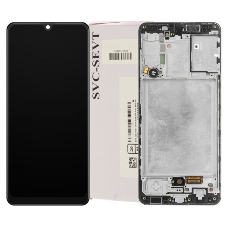 Przód i tył Wyświetlacza Oryginalny Service Pack Samsung Galaxy A31 Z ramką Czarny