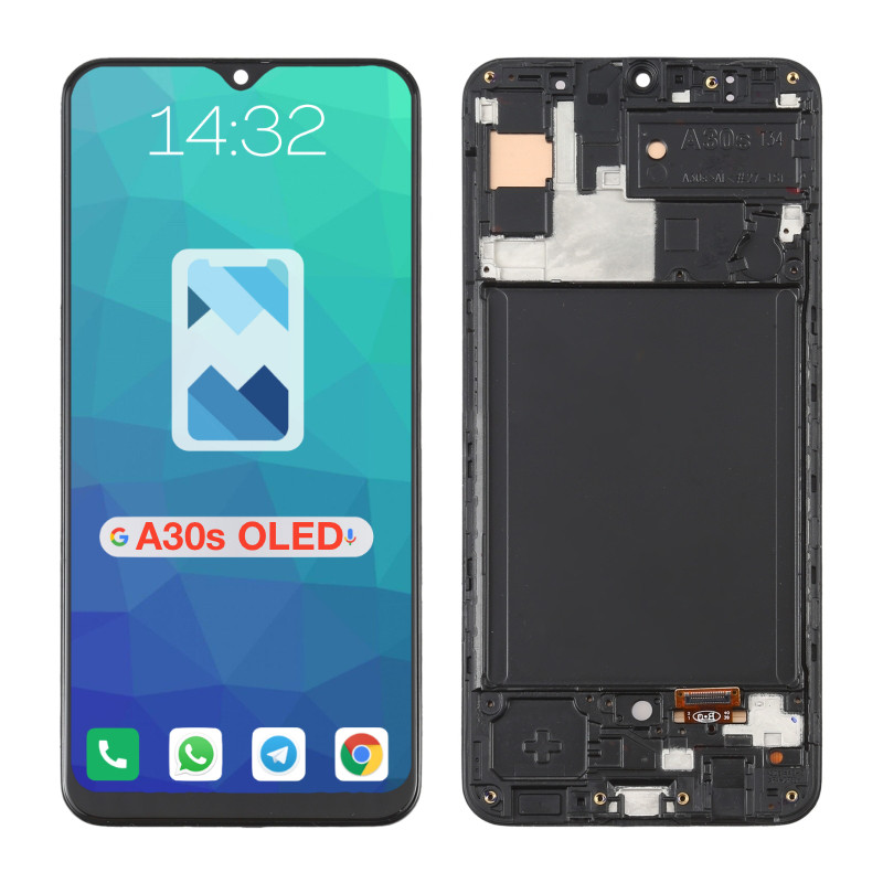 Przód i tył Wyświetlacza Zamiennik Samsung Galaxy a30s Z ramką Czarny