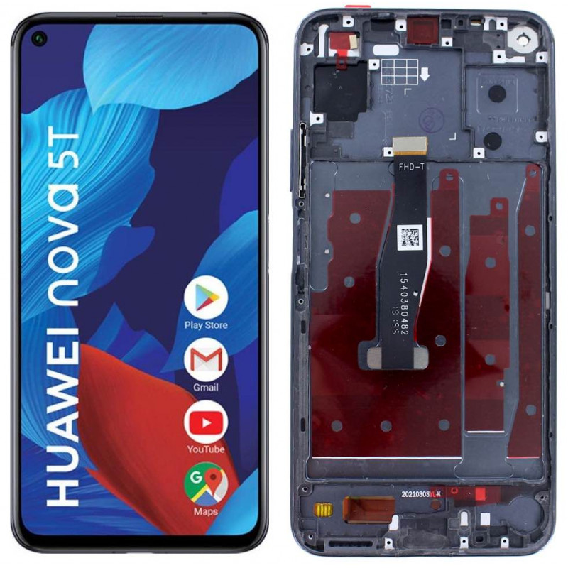 Przód i tył Wyświetlacza Zamiennik Huawei Nova 5T Z ramką Czarny