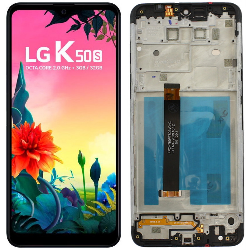 Przód i tył Wyświetlacza Zamiennik LG K50s Z ramką Czarny