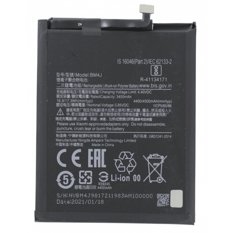 Przód Baterii Zamiennik Xiaomi Redmi Note 8 Pro BM4J 4500 mAh
