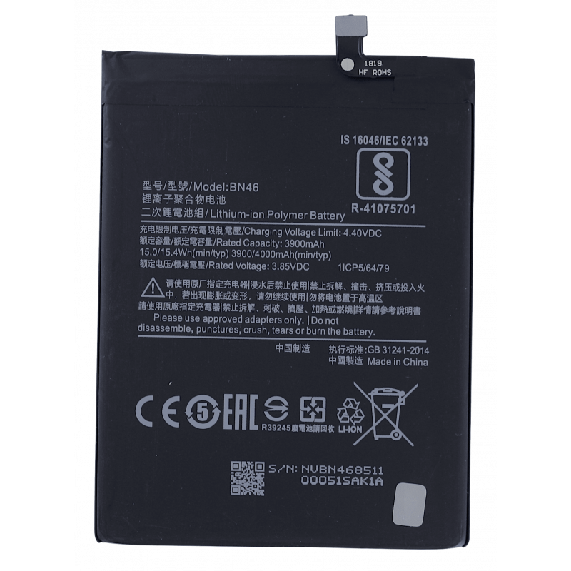 Przód Baterii Zamiennik Xiaomi Note 8T BN46 4000 mAh