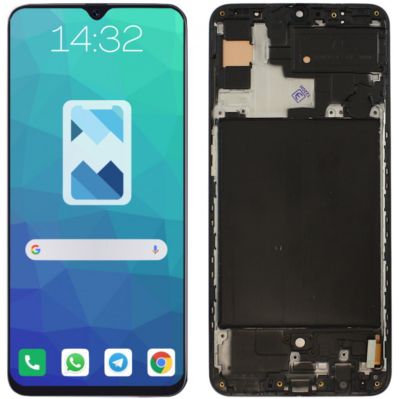 Przód i tył Wyświetlacza Zamiennik Samsung Galaxy A70 A705F Z ramką Czarny