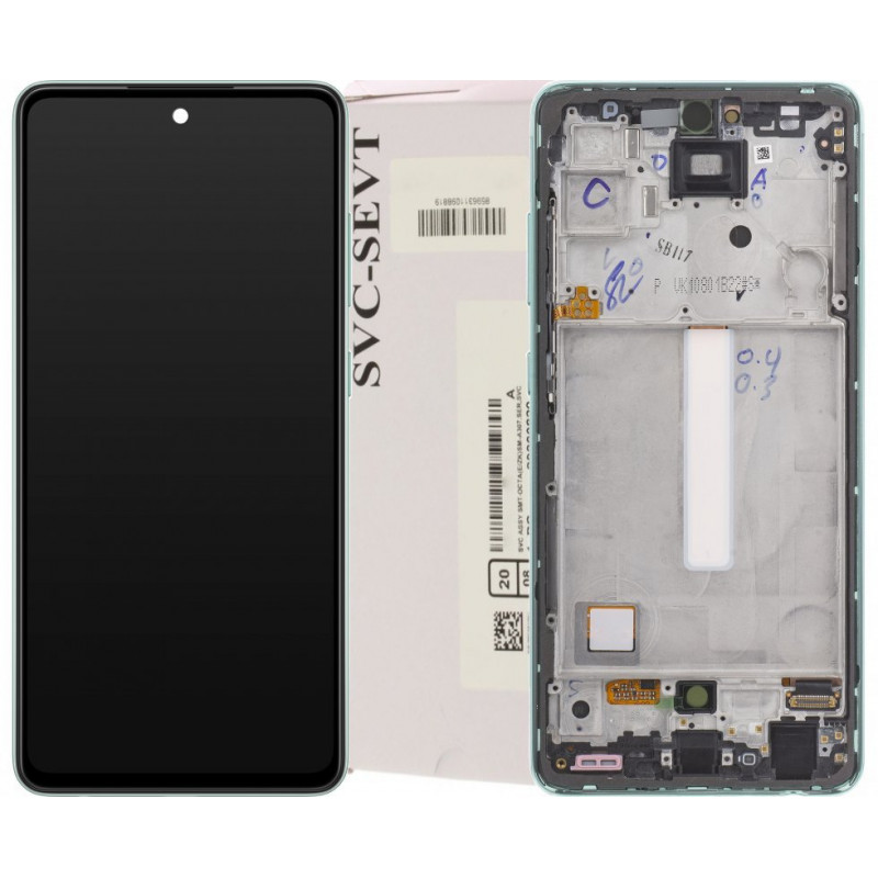 Przód i tył Wyświetlacza Oryginalny Service Pack Samsung Galaxy A52s 5G Z ramką Zielony Przód i tył Wyświetlacza Oryginalny Service Pack Samsung Galaxy A52s 5G Z ramką Zielony