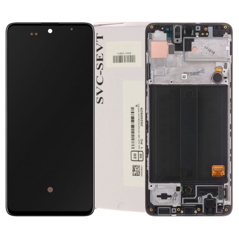 Przód i tył Wyświetlacza Oryginalny Service Pack Samsung Galaxy A51 Z ramką Czarny