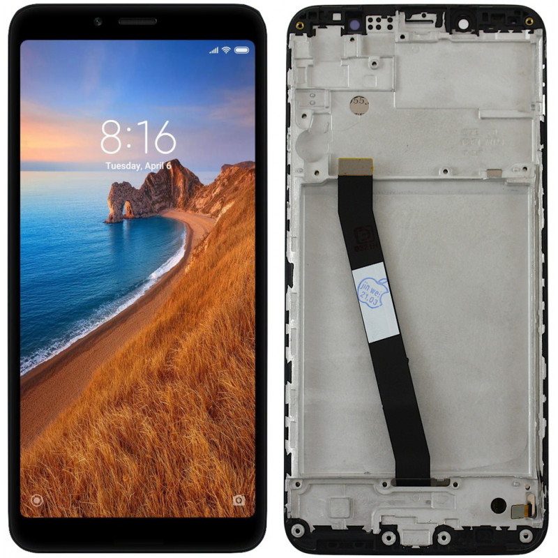 Przód i tył Wyświetlacza Zamiennik Xiaomi Redmi 7a Z ramką Czarny