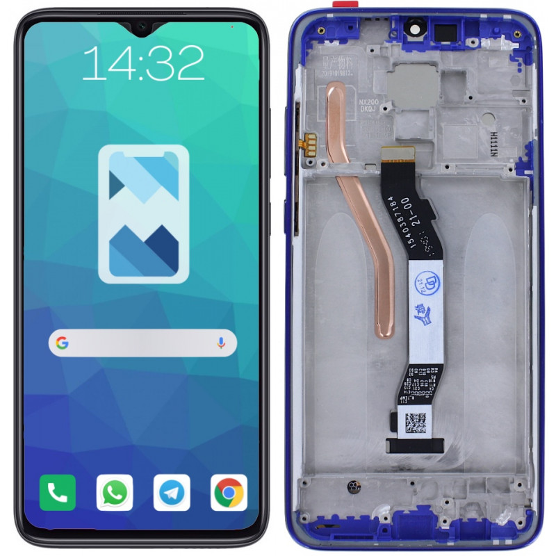 Przód i tył Wyświetlacza Zamiennik Xiaomi Note 8 Pro Z ramką Niebieski
