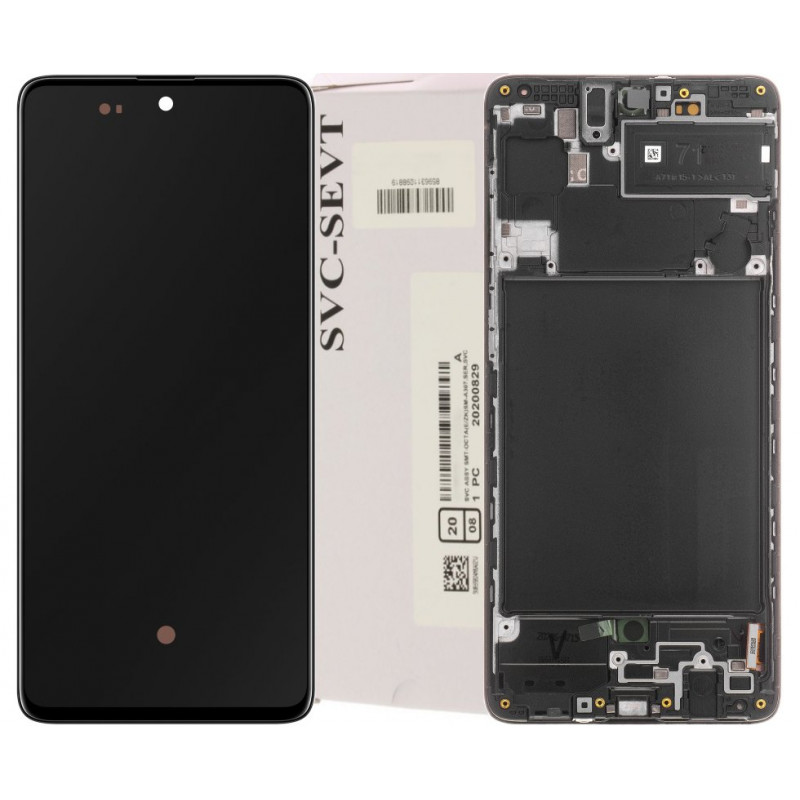 Przód i tył Wyświetlacza Oryginalny Service Pack Samsung Galaxy A71 Z ramką Czarny