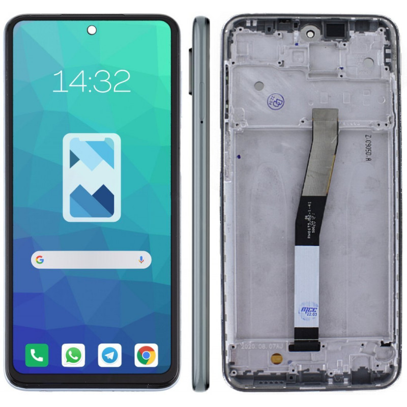 Przód i tył Wyświetlacza Zamiennik Xiaomi Note 9 pro Z ramką Srebrny