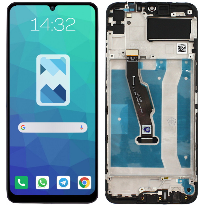 Przód i tył Wyświetlacza Zamiennik Huawei Y6P Z ramką Czarny