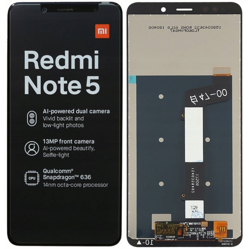 Przód i tył Wyświetlacza Zamiennik Xiaomi Redmi Note 5 Bez ramki Czarny