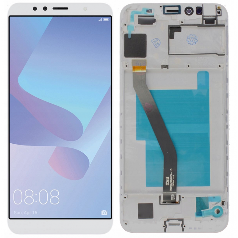 Przód i tył Wyświetlacza Zamiennik Huawei Y6 2018 Z ramką biały