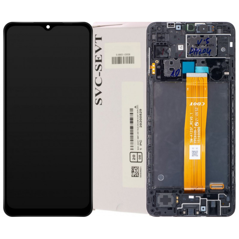 Przód i tył Wyświetlacza Oryginalny Service Pack Samsung Galaxy a12 Z ramką Czarny