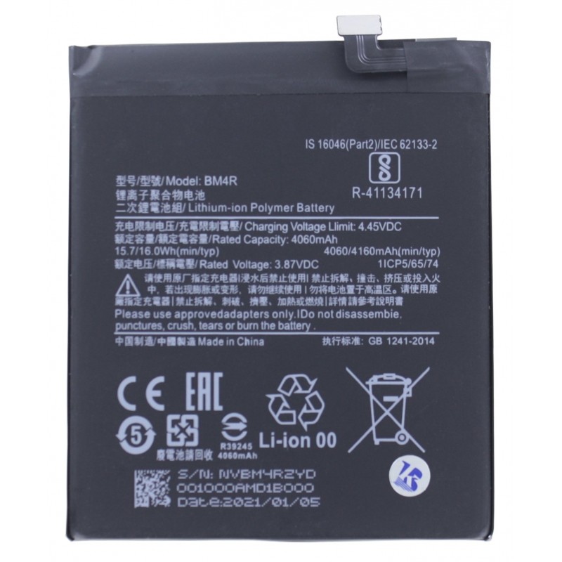 Przód Baterii Zamiennik Xiaomi Mi10 Lite 5G BM4R 4160 mAh