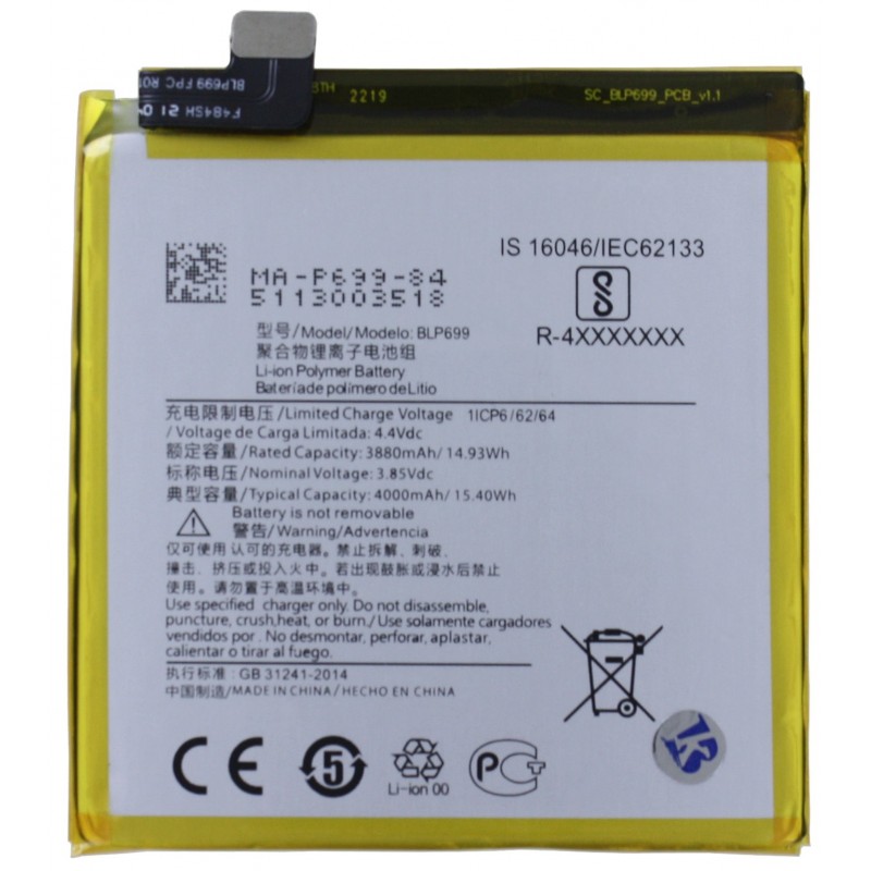 Przód Baterii Zamiennik Oneplus 7 Pro BLP699 4000 mAh Przód Baterii Zamiennik Oneplus 7 Pro BLP699 4000 mAh
