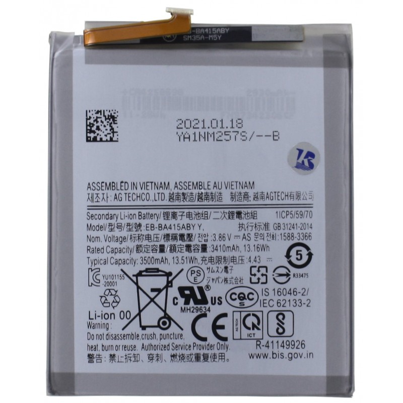 Przód Baterii Zamiennik Samsung Galaxy A41 EB-BA415ABY 3500 mAh