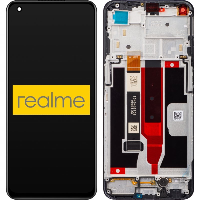 Przód i tył Wyświetlacza Oryginalny Service Pack Realme 8 5G Z ramką Czarny