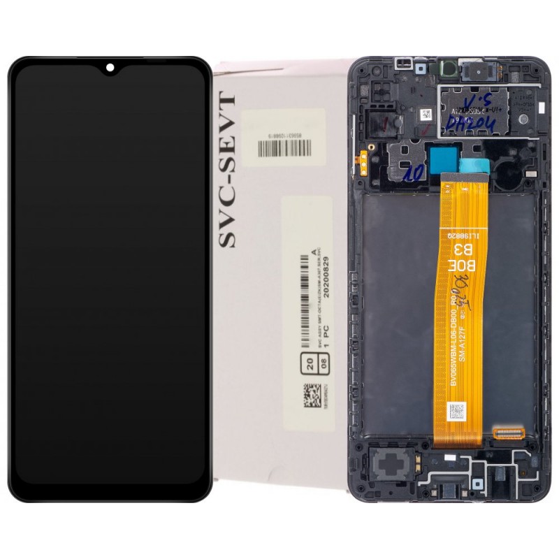 Przód i tył Wyświetlacza Oryginalny Service Pack Samsung Galaxy A12 A127 Z ramką Czarny