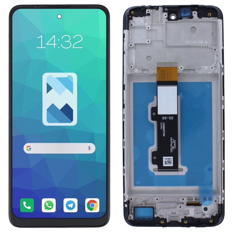 Przód i tył Wyświetlacza Zamiennik Motorola E30 Z ramką Czarny