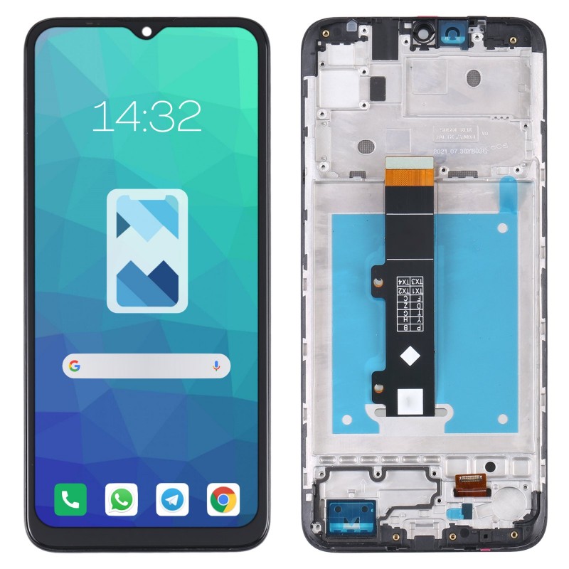Przód i tył Wyświetlacza Zamiennik Motorola E20 Z ramką Czarny