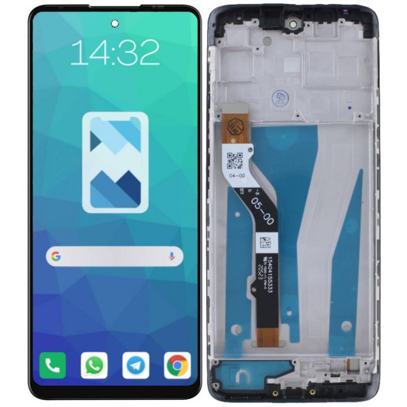 Przód i tył Wyświetlacza Zamiennik Motorola G60 Z ramką Czarny