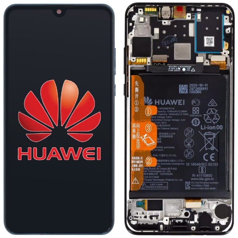 Przód i tył Wyświetlacza Oryginalny Service Pack Huawei P30 Lite Z ramką Czarny
