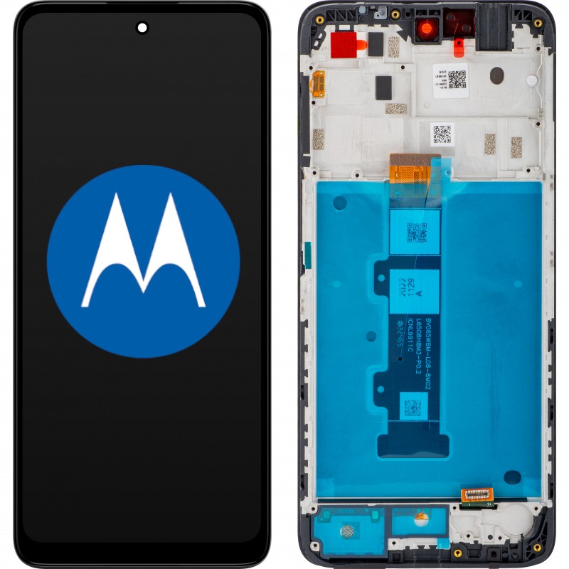 Przód i tył Wyświetlacza Oryginalny Service Pack Motorola G22 XT2831 Z ramką Czarny