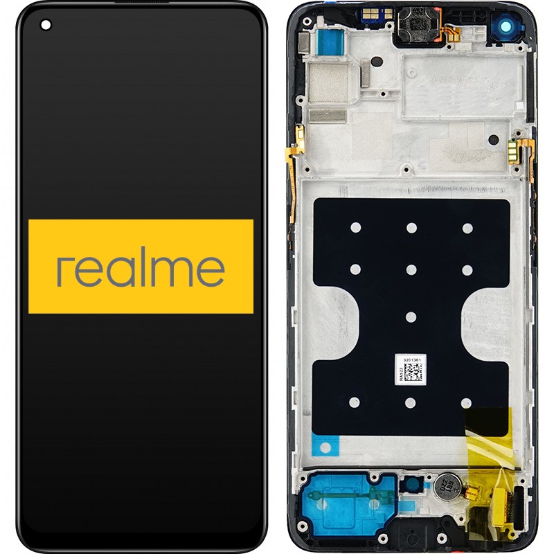 Przód i tył Wyświetlacza Oryginalny Service Pack Realme 7 Pro Z ramką Czarny