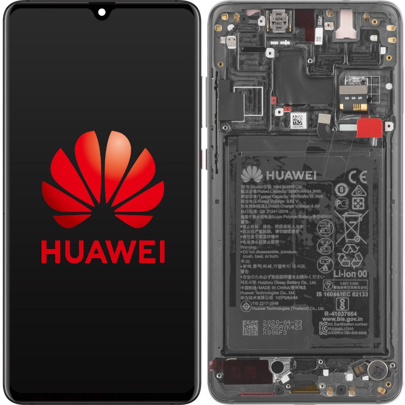 Przód i tył Wyświetlacza Oryginalny Service Pack Huawei Mate 20 Z ramką Czarny