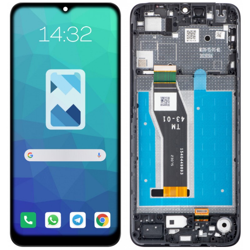 Przód i tył Wyświetlacza Zamiennik Motorola E13 XT2345 Z ramką Czarny