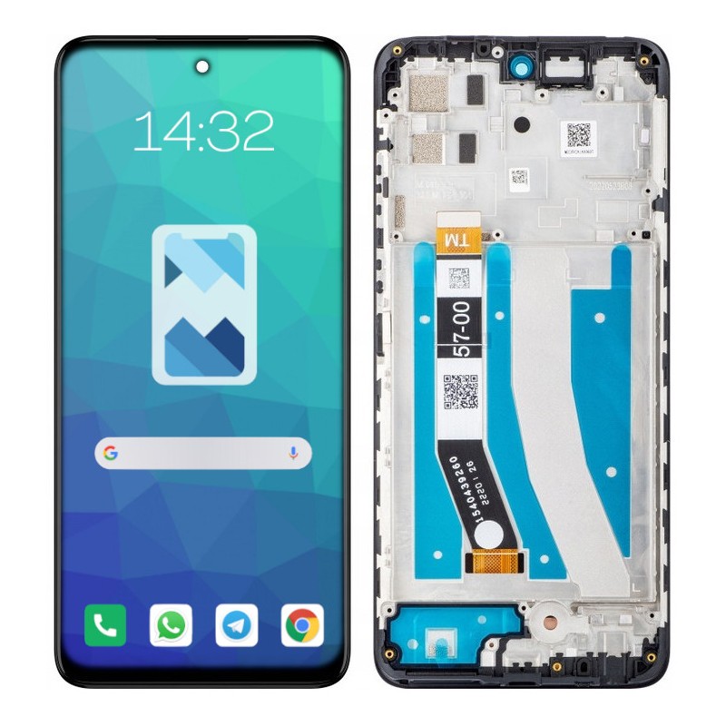 Przód i tył Wyświetlacza Zamiennik Motorola G32 XT2235 Z ramką Czarny