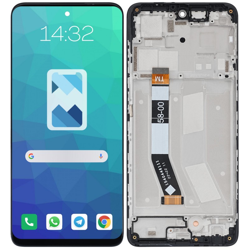 Przód i tył Wyświetlacza Zamiennik Motorola G73 XT2237 Z ramką Czarny