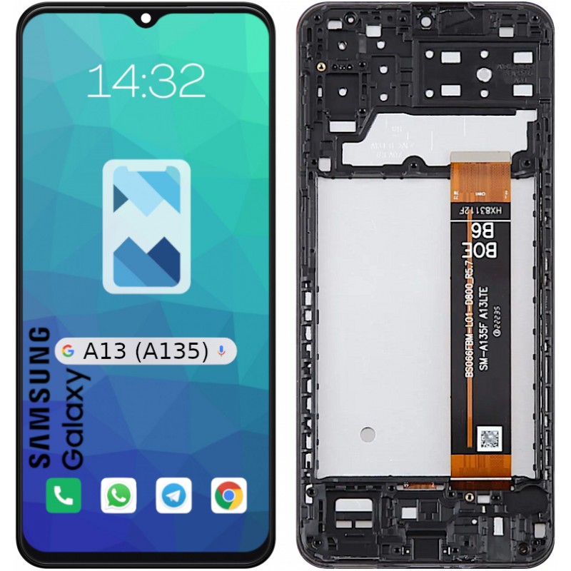 Przód i tył Wyświetlacza Zamiennik Samsung Galaxy A13 4G Z ramką Czarny