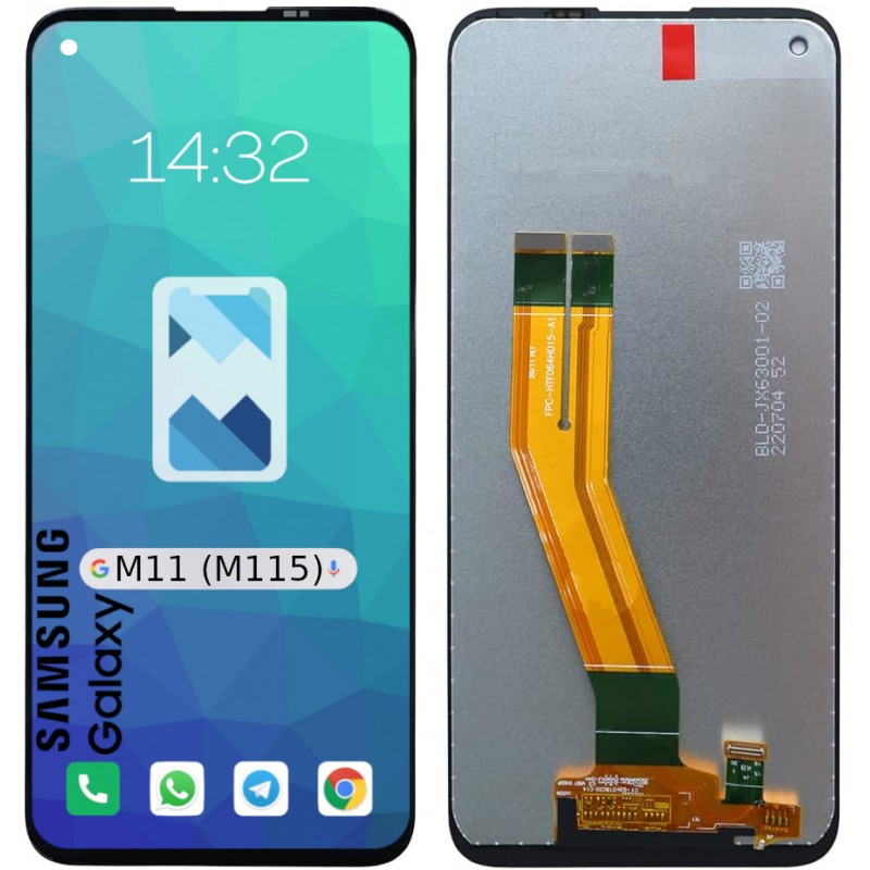 Przód i tył Wyświetlacza Zamiennik Samsung Galaxy M11 M115 Bez ramki Czarny