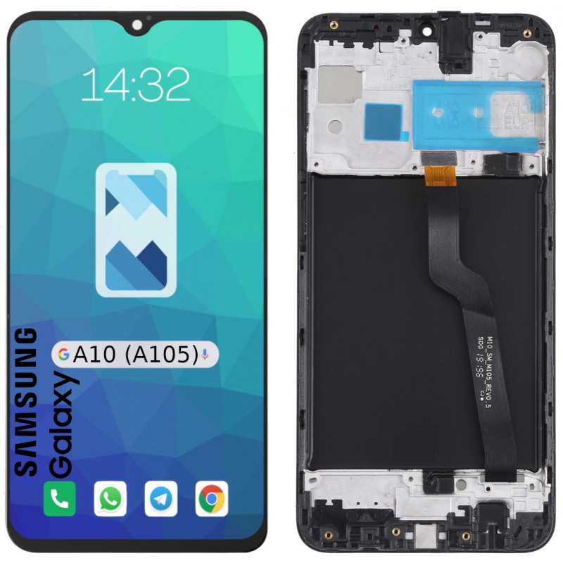 Przód i tył Wyświetlacza Zamiennik Samsung Galaxy A10 A105 Z ramką Czarny