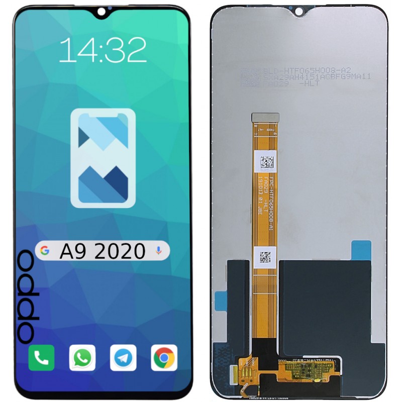 Przód i tył Wyświetlacza Zamiennik Oppo A9 2020 CPH1937 Bez ramki Czarny