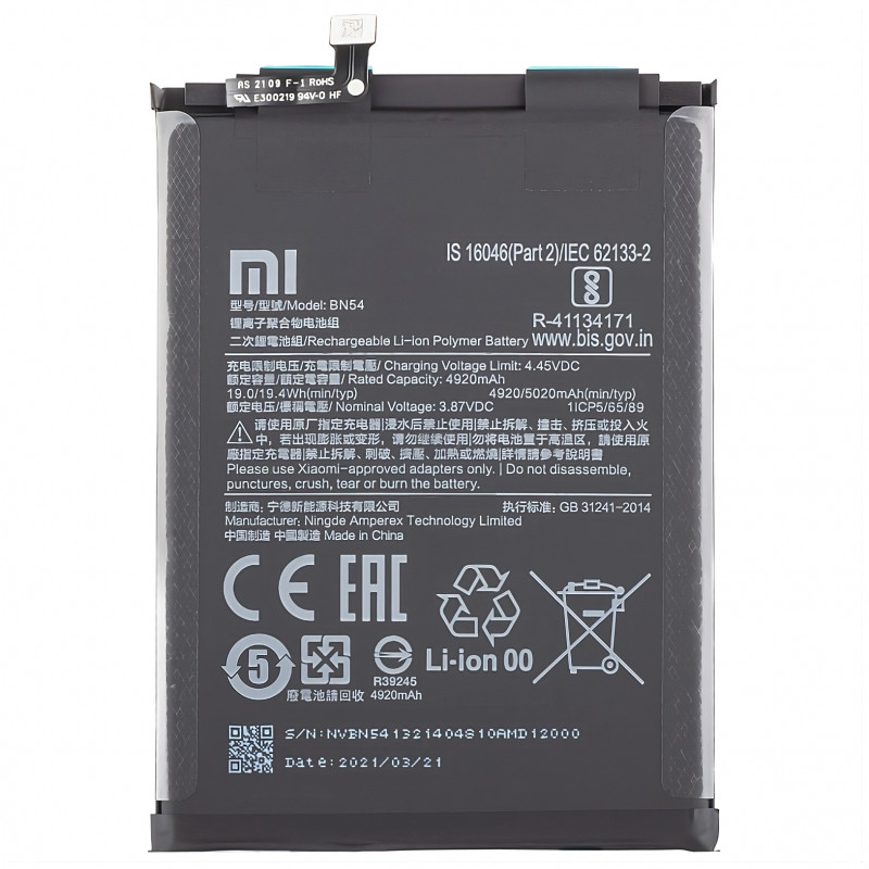 Xiaomi Redmi Note 9 M2003J15SG BN54 Bateria Original Service Pack