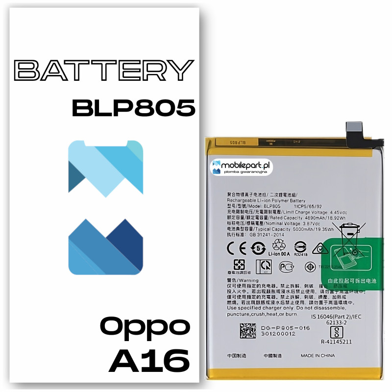 Oppo A16 CPH2269 BLP805 Bateria Aftermarket- Niska cena