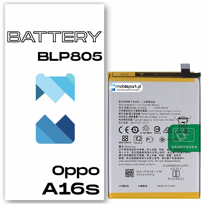Oppo A16s CPH2271 BLP805 Bateria Aftermarket- Niska cena