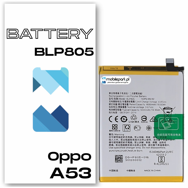 Oppo A53 CPH2127 BLP805 Bateria Aftermarket- Niska cena