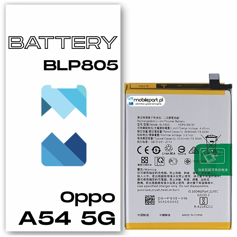 Oppo A54 5G CPH2195 BLP805 Bateria Aftermarket- Niska cena