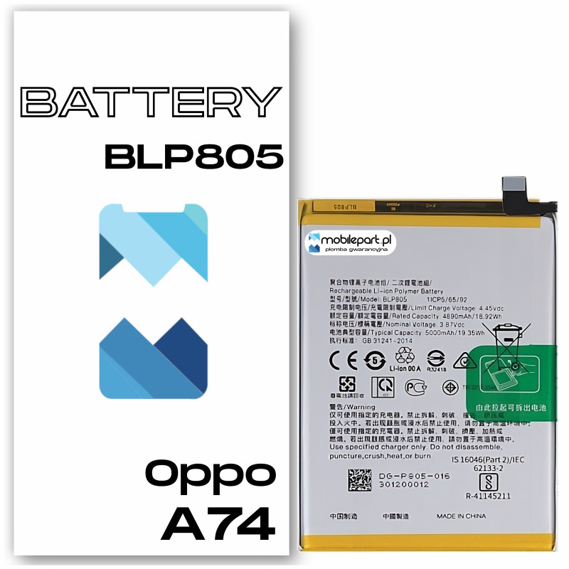 Oppo A74 CPH2219 BLP805 Bateria Aftermarket- Niska cena