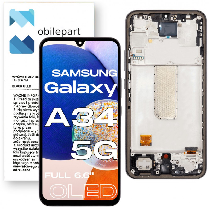 Wyświetlacz Samsung Galaxy A34 5G OLED RAMKA  - Mobilepart.pl