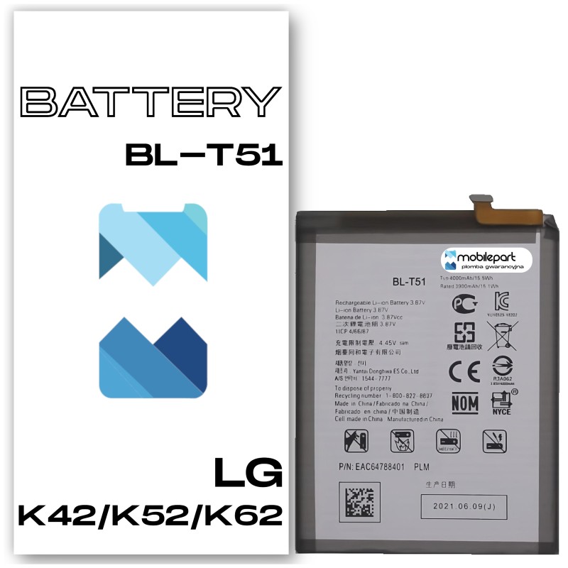 Świeża Nowa Bateria do LG K42 BL-T51