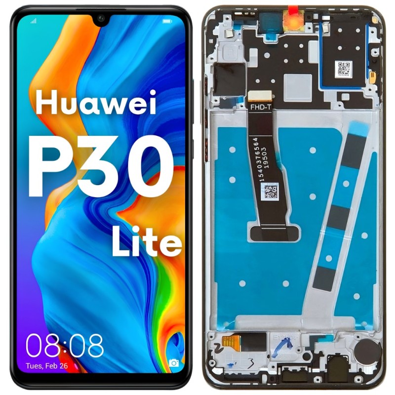 Huawei P30 Lite LCD Ramka Czarny Aftermarket - Niska cena