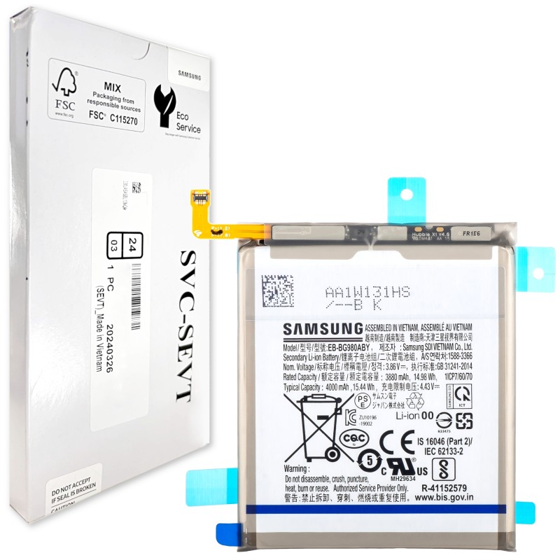 Samsung S20 5G SM-G981F EB-BG980ABY Bateria Original Service Pack Samsung S20 5G SM-G981F EB-BG980ABY Bateria Original Service Pack